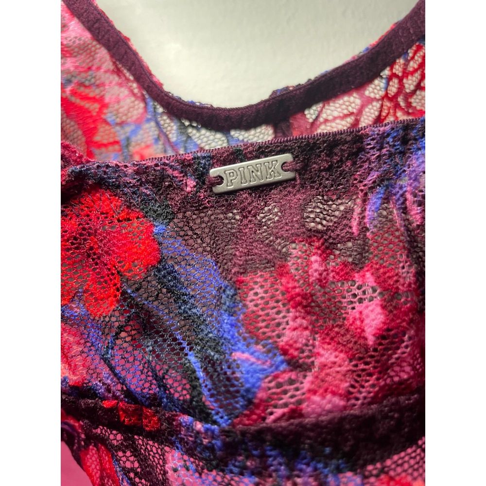 PINK Victoria’s Secret Very sexy floral‎ lace bralette size M/M Cami Lace - Picture 5 of 6